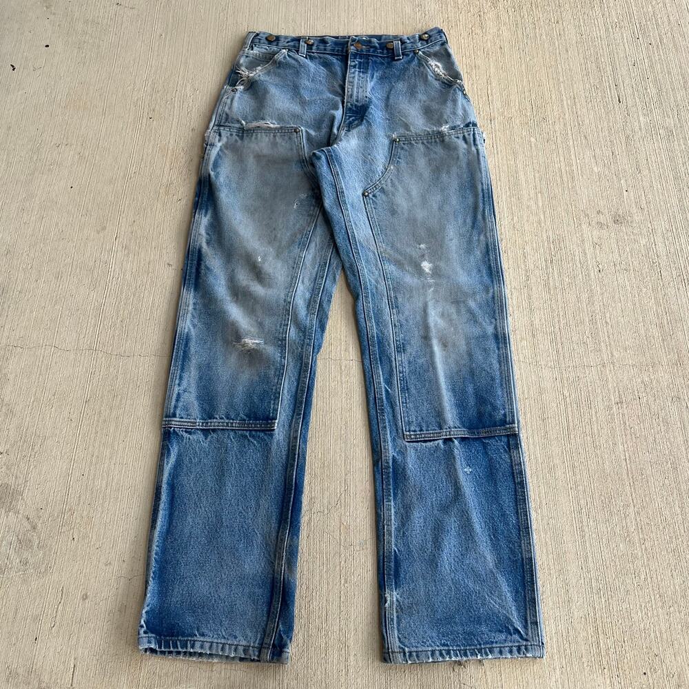 Carhartt B07 DNM blue jeans double knee work wear carpenter pants